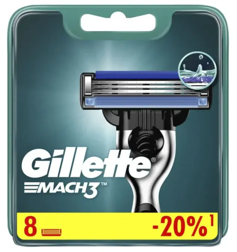 GILLETTE Mach3 кассеты сменные д/бритья муж. 8шт 092/472/965